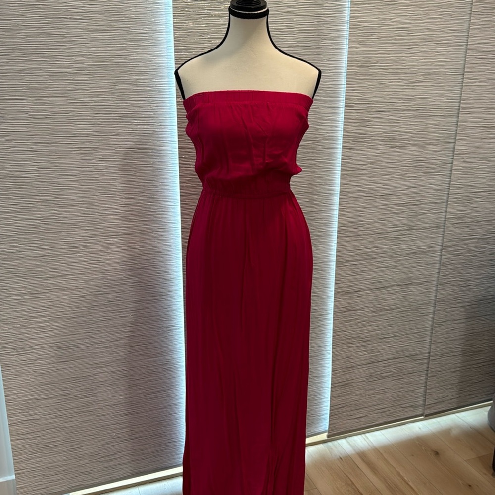 Splendid Fuchsia Pink Strapless Maxi with Pockets Size S